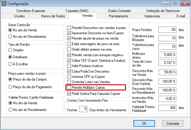 Vendas Miltiplos Caixas